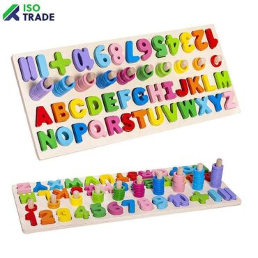 Iso Trade Дървен образователен пъзел с букви и цифри 10979