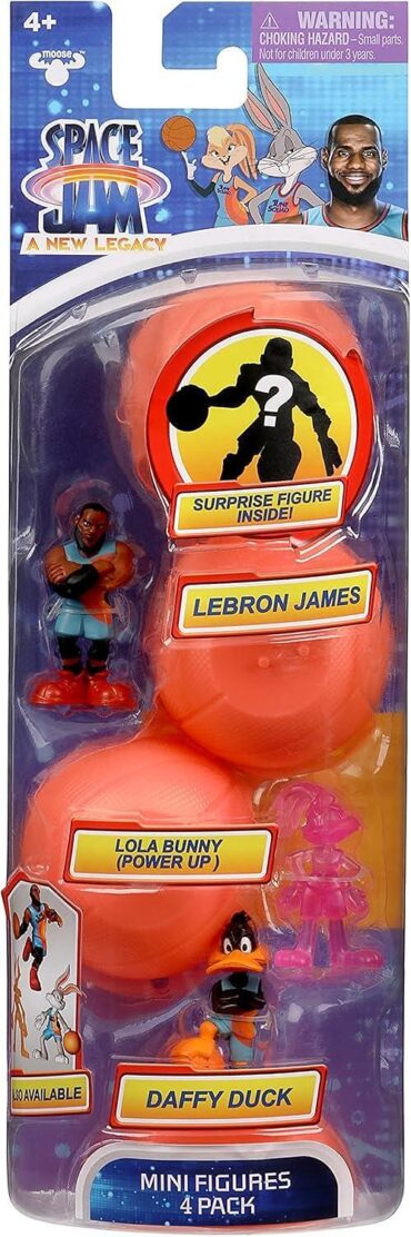 Комплект от 4 фигурки Space Jam 2 A New Legacy, Lebron, Daffy Duck , Lola Bunny + 1 фигурка изненада, 5 см, Многоцветен