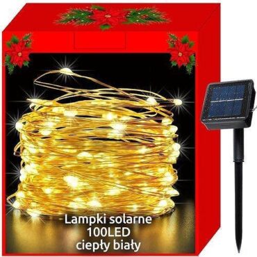Соларни коледни лампички - 100LED проводника, бели